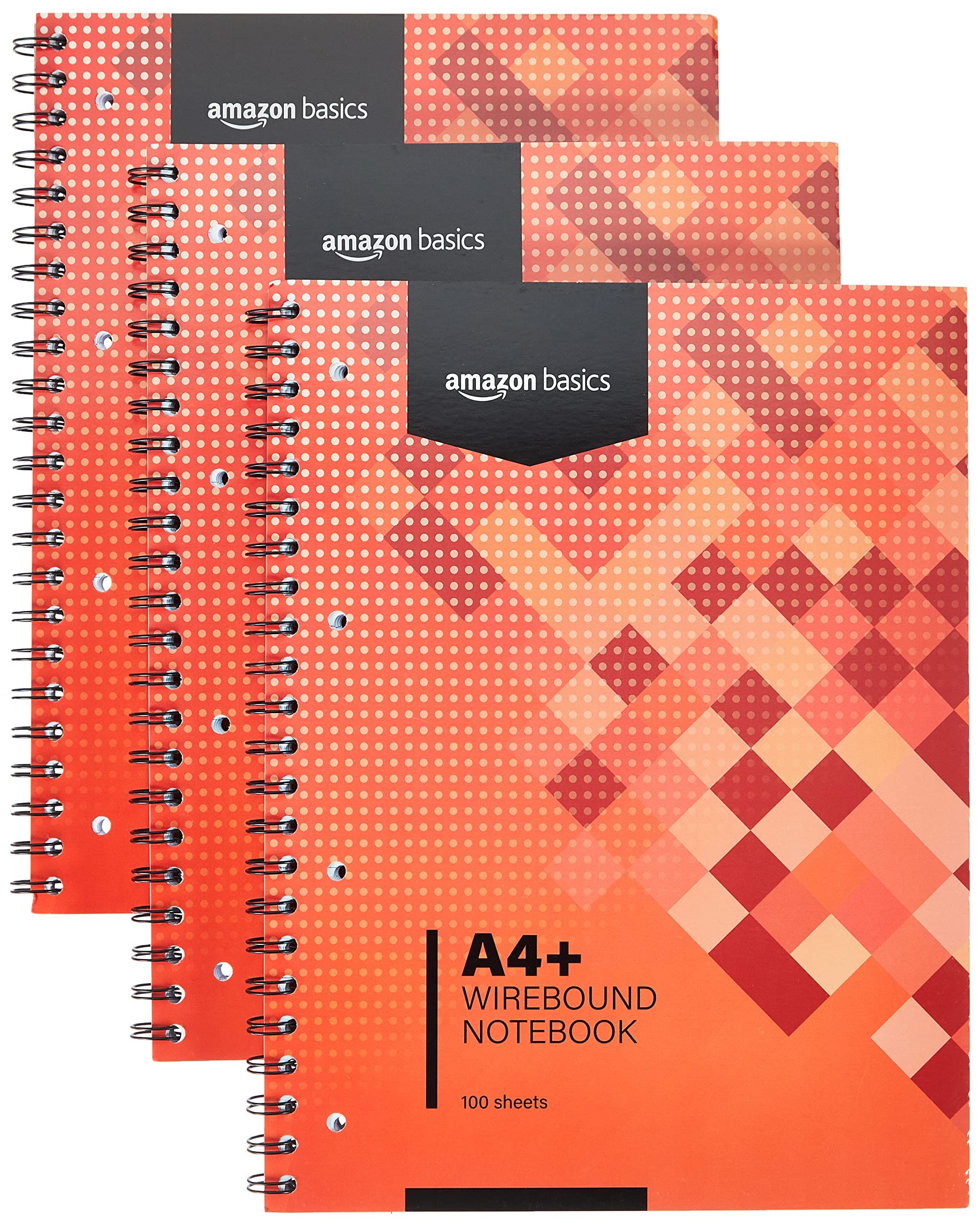 Amazon Basics Wirebound Notebook, 100 Sheets, 200 Pages A4+, 80GSM